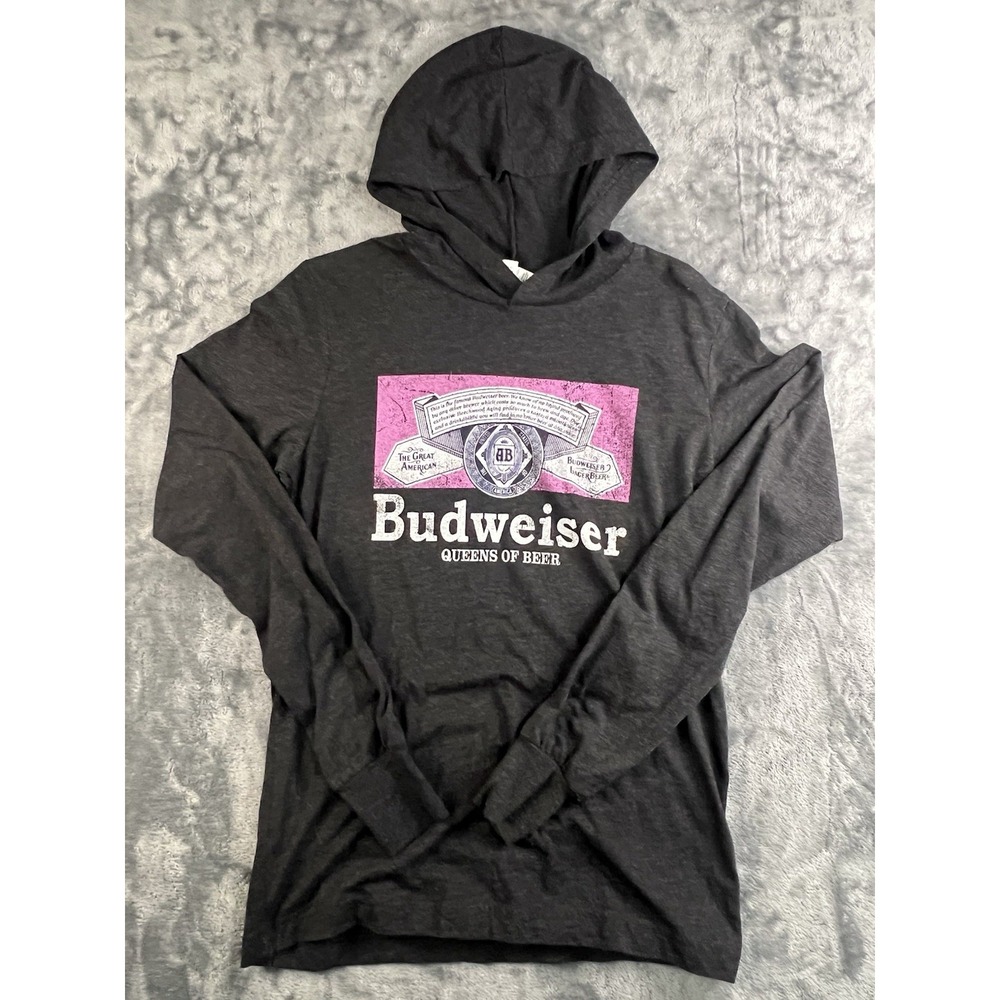 Bella Canvas Budweiser Queens Of Beer Hoodie T-Shirt Womens XS Triblend Sleeved